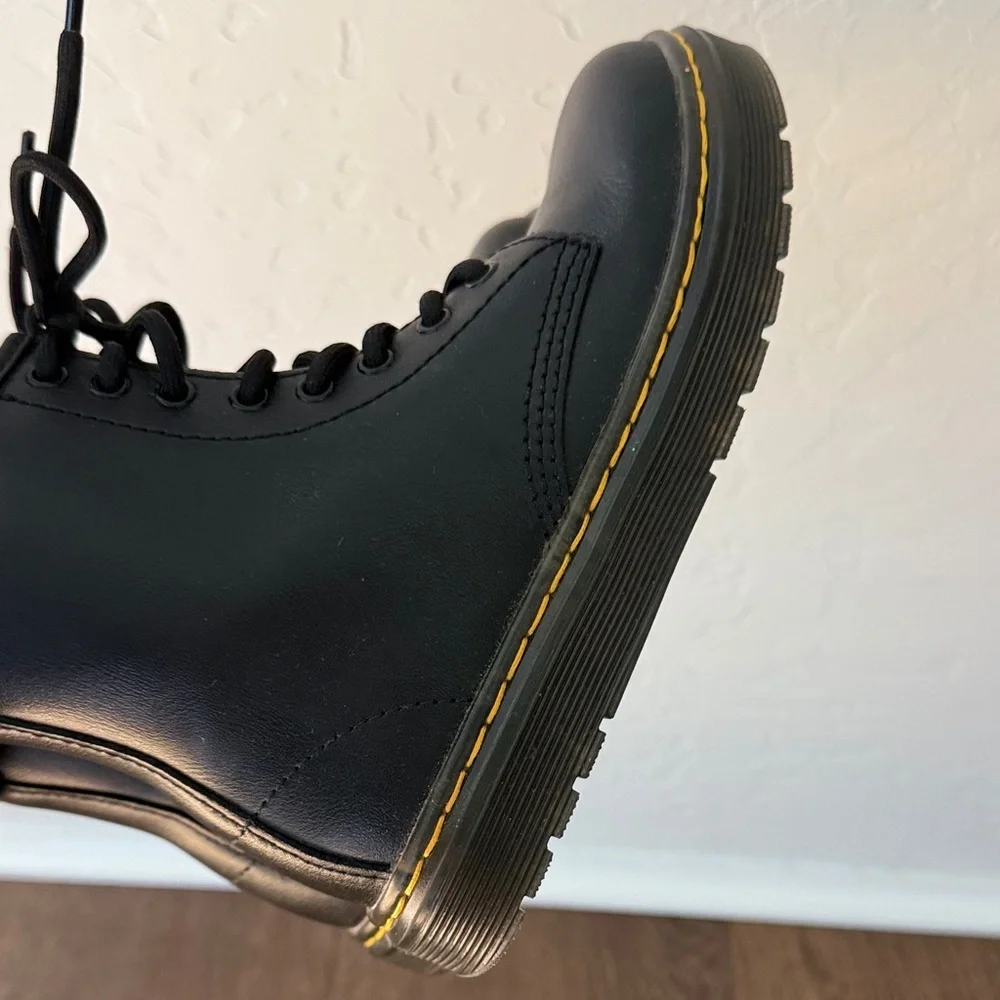 Dr. Martens Black Lace-Up Boots with Yellow Stitching - Size 13 - Picture 9 of 10